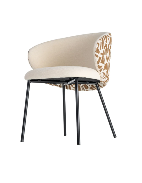 Lot de 2 Chaises Beige à Dossier Motif en Tissu – 3 Coloris