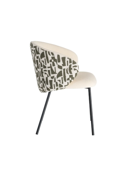 Lot de 2 Chaises Beige à Dossier Motif en Tissu – 3 Coloris