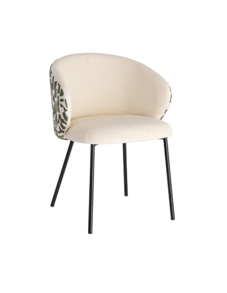 Lot de 2 Chaises Beige à Dossier Motif en Tissu – 3 Coloris