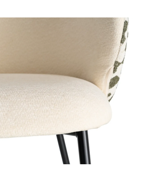Lot de 2 Chaises Beige à Dossier Motif en Tissu – 3 Coloris
