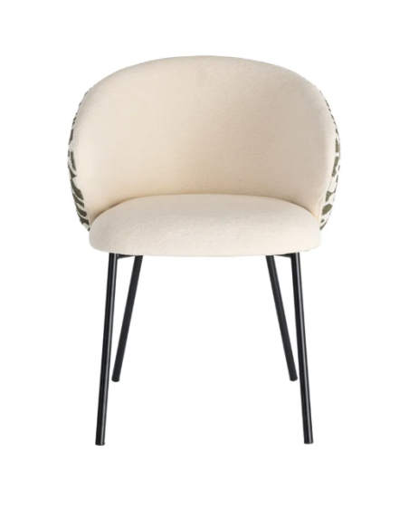Lot de 2 Chaises Beige à Dossier Motif en Tissu – 3 Coloris