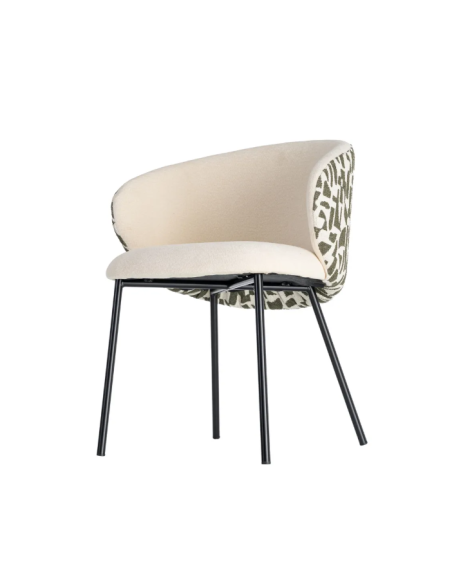 Lot de 2 Chaises Beige à Dossier Motif en Tissu – 3 Coloris