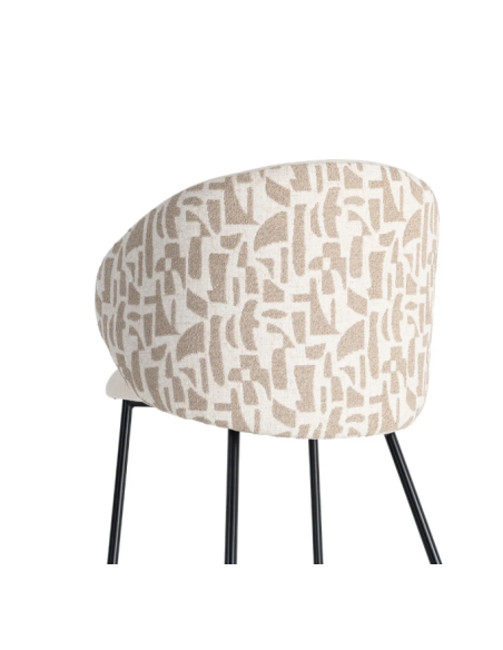 Lot de 2 Chaises Beige à Dossier Motif en Tissu – 3 Coloris