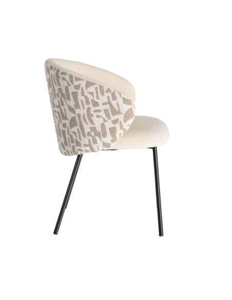 Lot de 2 Chaises Beige à Dossier Motif en Tissu – 3 Coloris
