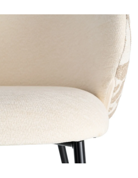 Lot de 2 Chaises Beige à Dossier Motif en Tissu – 3 Coloris