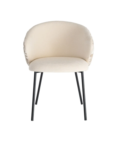 Lot de 2 Chaises Beige à Dossier Motif en Tissu – 3 Coloris