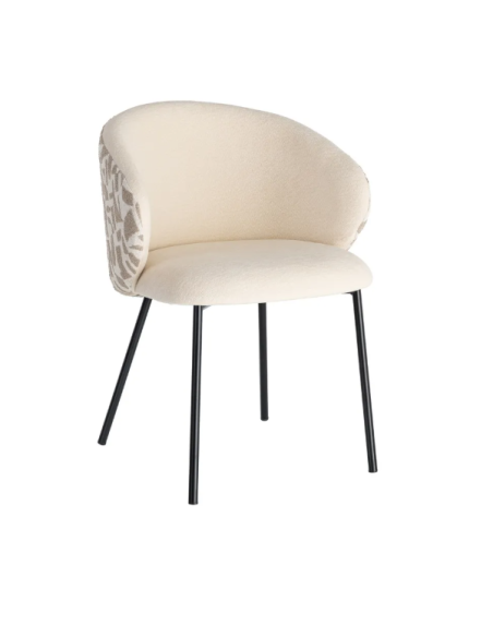 Lot de 2 Chaises Beige à Dossier Motif en Tissu – 3 Coloris