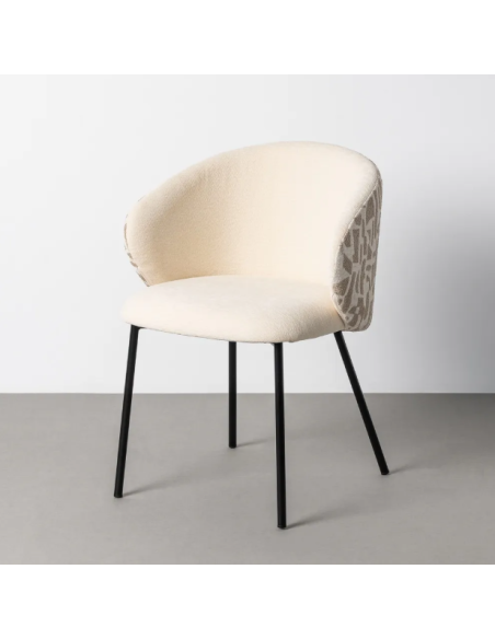 Lot de 2 Chaises Beige à Dossier Motif en Tissu – 3 Coloris