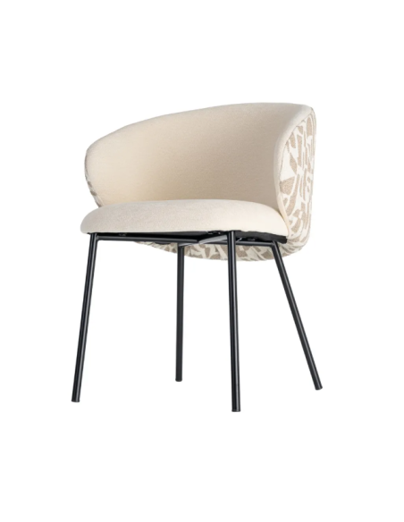 Lot de 2 Chaises Beige à Dossier Motif en Tissu – 3 Coloris