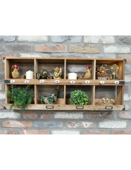 Casier mural en bois 8 compartiments numérotés – 87 cm