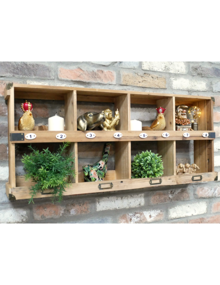 Casier mural en bois 8 compartiments numérotés – 87 cm