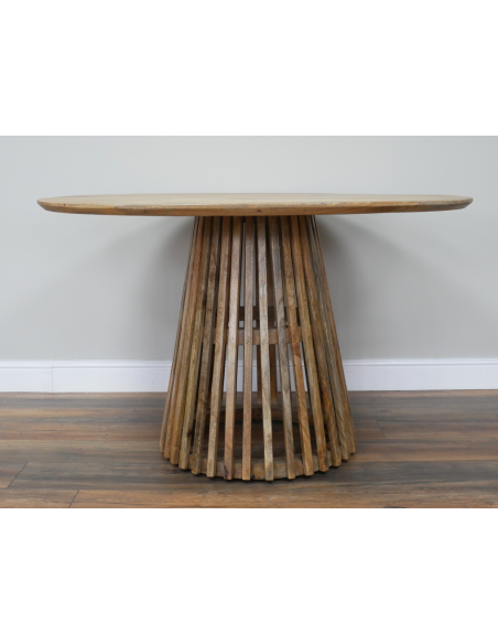 Table à manger ronde en manguier avec pied à lattes – Ø120 cm