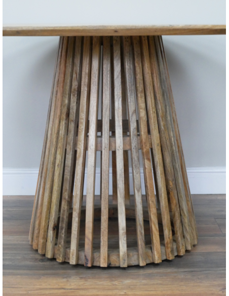 Table à manger ronde en manguier avec pied à lattes – Ø120 cm