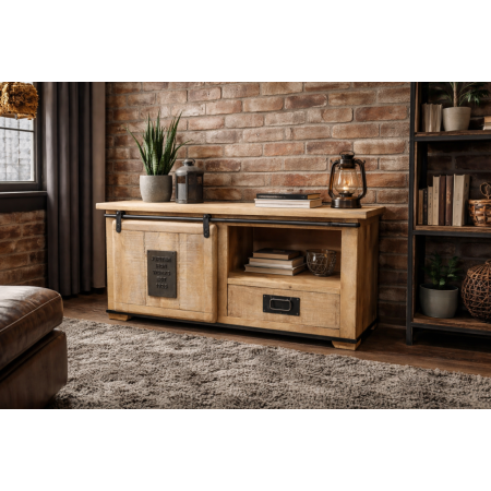 Meuble TV industriel en bois de...
