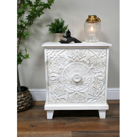 Table de chevet blanche en manguier...