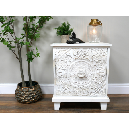 Table de chevet blanche en manguier...