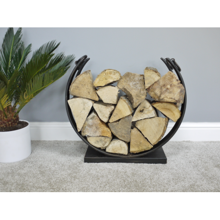 Porte-bûches rond en métal noir – 55 cm
