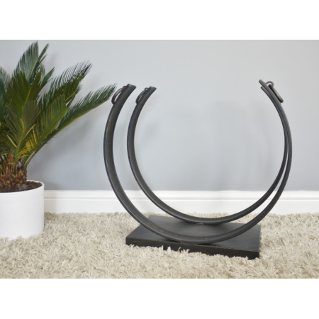 Porte-bûches rond en métal noir – 55 cm