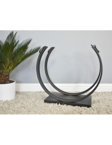 Porte-bûches rond en métal noir – 55 cm