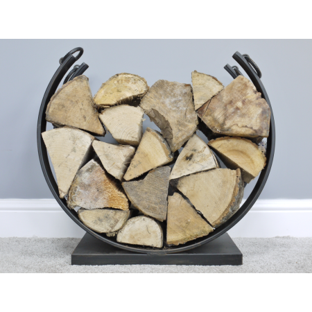 Porte-bûches rond en métal noir – 55 cm