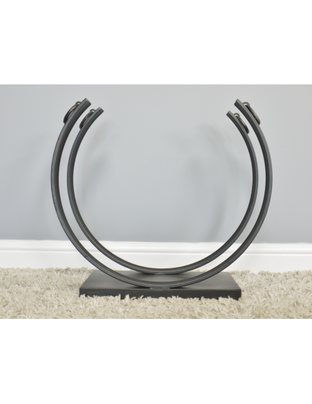 Porte-bûches rond en métal noir – 55 cm
