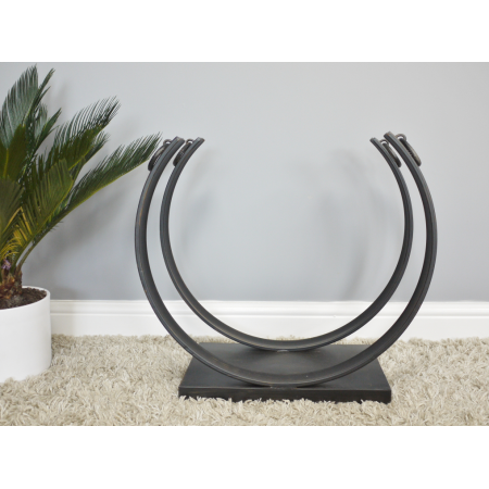 Porte-bûches rond en métal noir – 55 cm