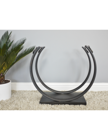 Porte-bûches rond en métal noir – 55 cm