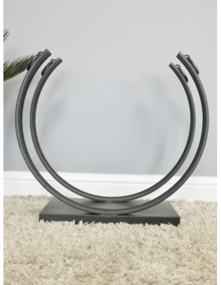 Porte-bûches rond en métal noir – 55 cm