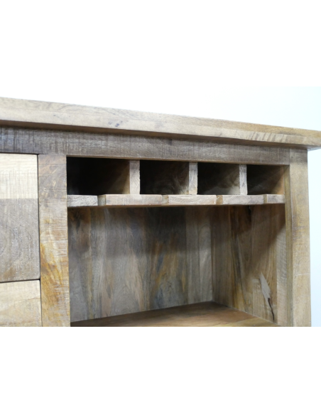 Buffet industriel en manguier avec range-bouteilles – 150 cm