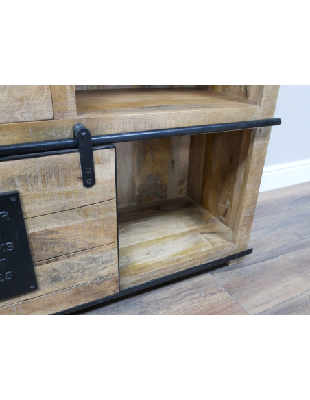 Buffet industriel en manguier avec range-bouteilles – 150 cm