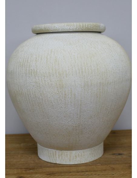 Vase décoratif en métal effet pierre crème – 30 cm