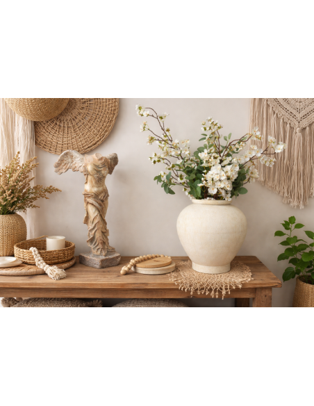 Vase décoratif en métal effet pierre crème – 30 cm