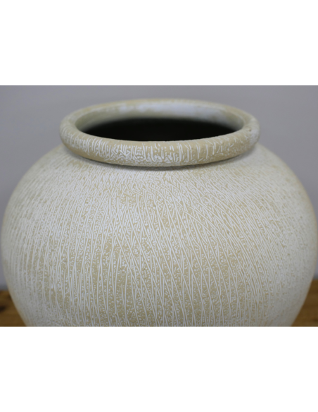 Vase décoratif en métal effet pierre crème – 30 cm