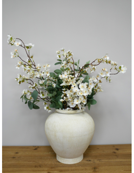Vase décoratif en métal effet pierre crème – 30 cm