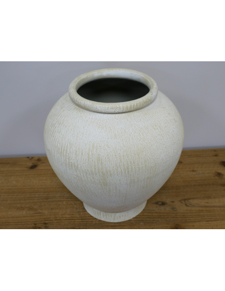 Vase décoratif en métal effet pierre crème – 30 cm