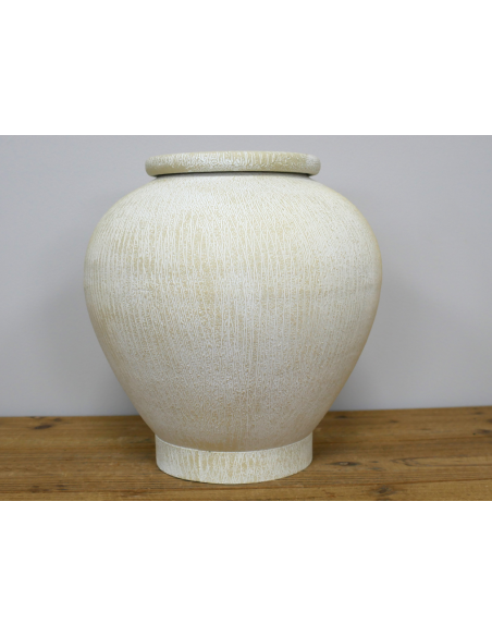 Vase décoratif en métal effet pierre crème – 30 cm