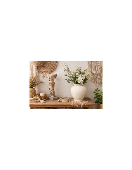 Vase décoratif en métal effet pierre crème – 30 cm