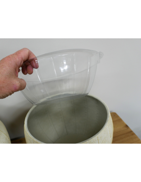 Lot de 2 cache-pots en métal effet pierre crème – Ø 30 et 40 cm