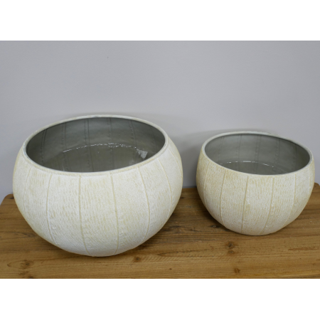 Lot de 2 cache-pots en métal effet...