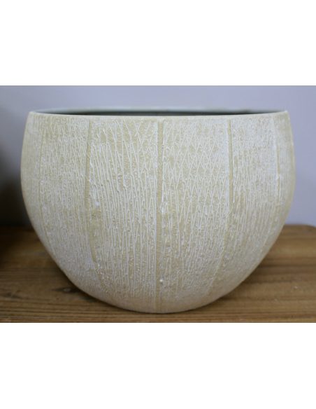 Lot de 2 cache-pots en métal effet pierre crème – Ø 30 et 40 cm