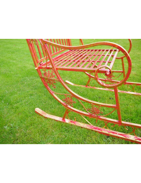 Traîneau géant du Père Noël en métal rouge et doré – 160 cm