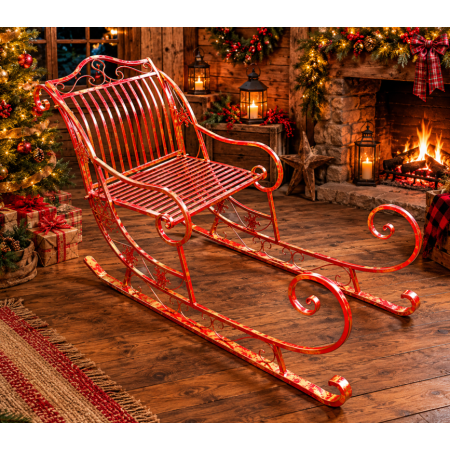Traîneau géant du Père Noël en métal...
