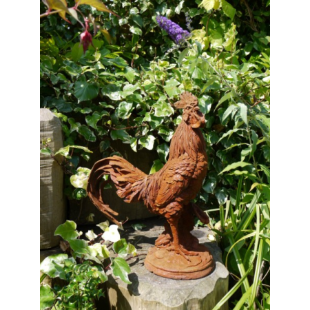 Grand coq décoratif en fonte effet...