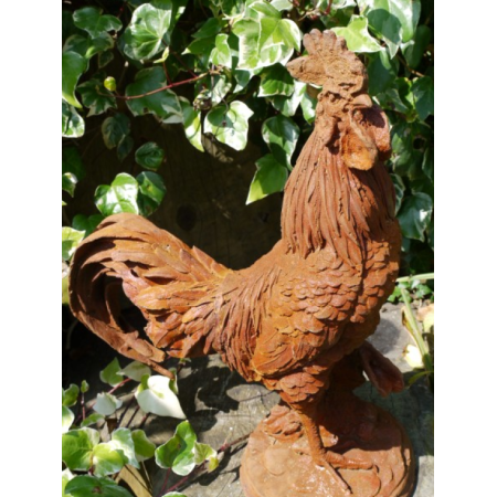 Grand coq décoratif en fonte effet...