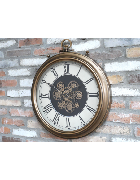 Grande horloge murale à engrenages style montre à gousset – 65 cm