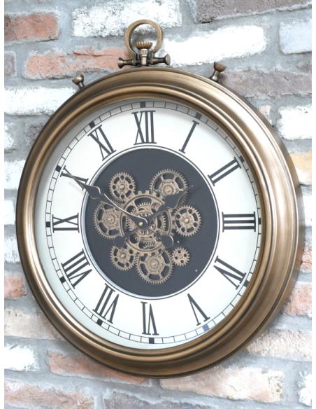 Grande horloge murale à engrenages style montre à gousset – 65 cm