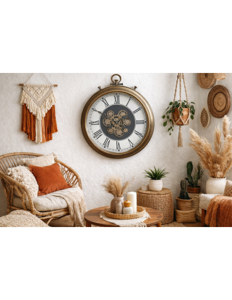 Grande horloge murale à engrenages style montre à gousset – 65 cm