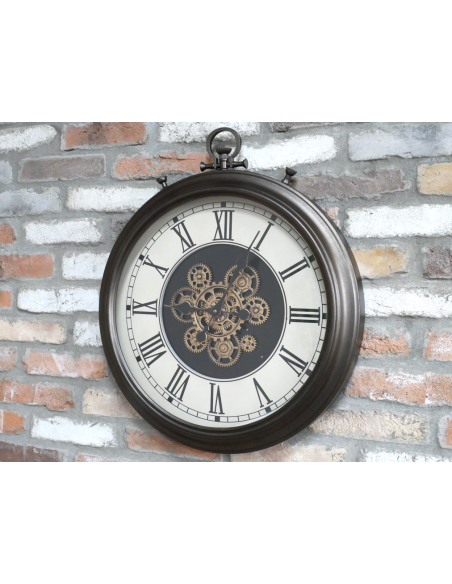 Grande horloge murale à engrenages style montre à gousset – 65 cm