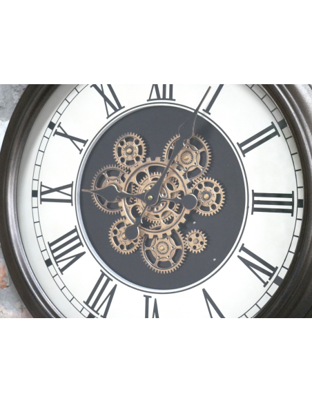 Grande horloge murale à engrenages style montre à gousset – 65 cm