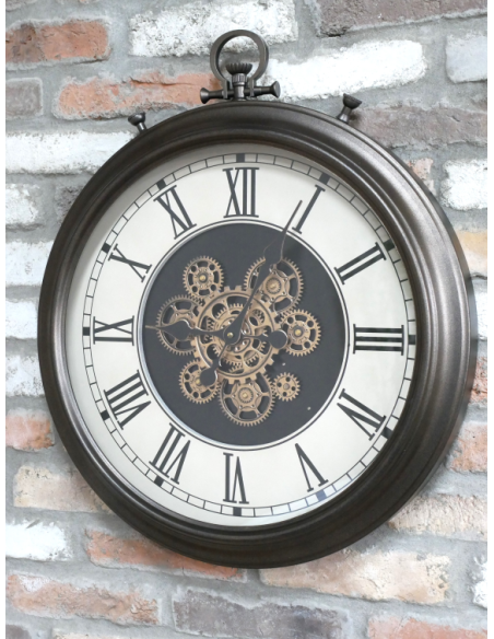 Grande horloge murale à engrenages style montre à gousset – 65 cm
